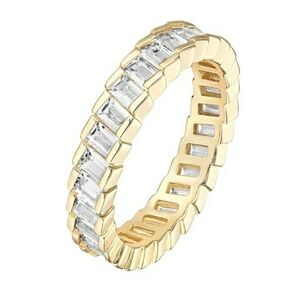 14K Gold Plated Cubic Zirconia Baguette Cut Eternity Ring